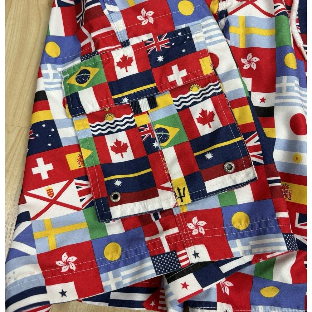 Men’s Daniel Cremieux Shorts / Swim Trunks / Flag Graphics / Size Medium / AOP